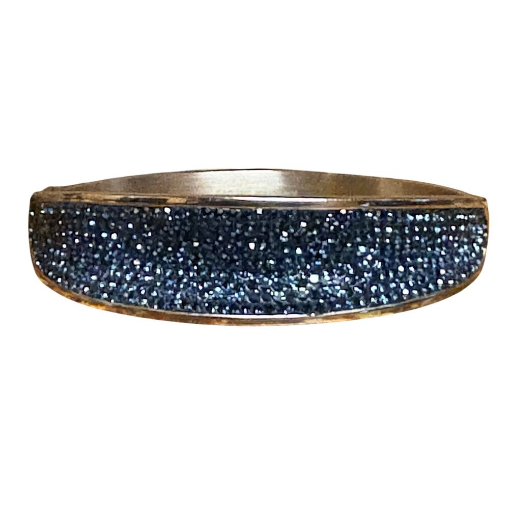 JCM Brilliance Bangle Stainless Steel with Pave Set Blue CZ's Across Front